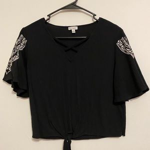 Black Short Sleeve With Designs on Sleeves